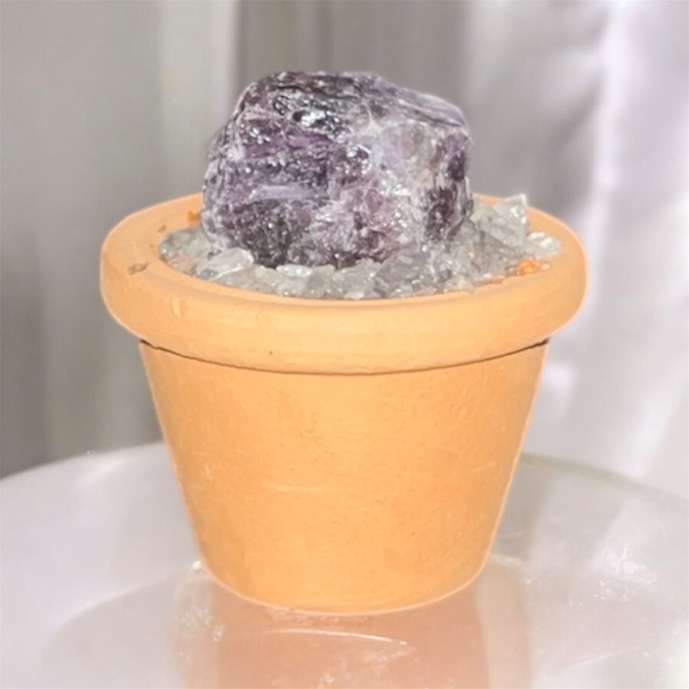 Amethyst Crystal in MINI Terracotta Pot